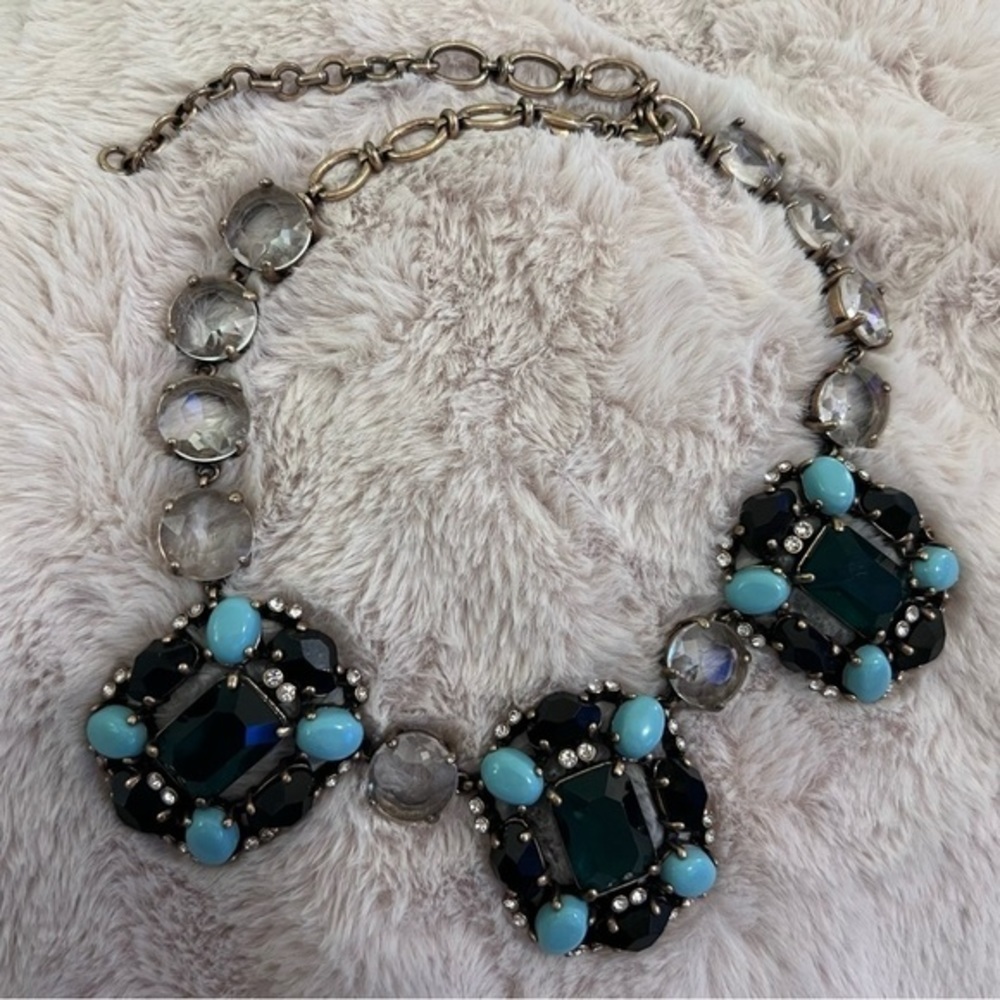 J. Crew Chunky Necklace, Turquoise, Dark Green